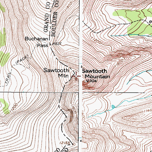 Topographic Map of Sawtooth Mountain, CO