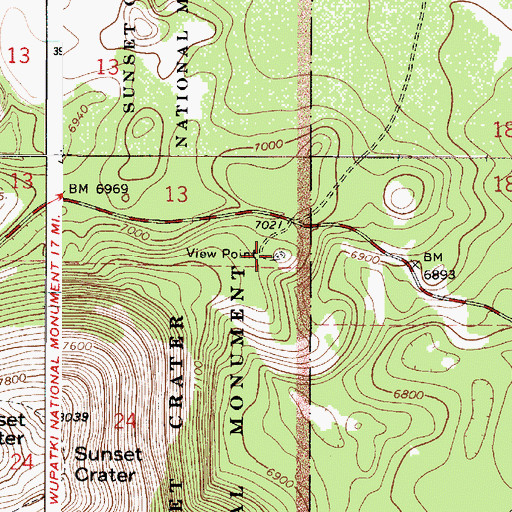 Topographic Map of Cinder Hills Overlook, AZ