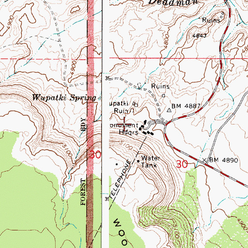 Topographic Map of Wupatki National Monument Visitor Center, AZ