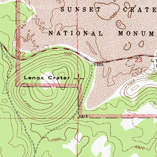Topographic Map of Lenox Trail, AZ