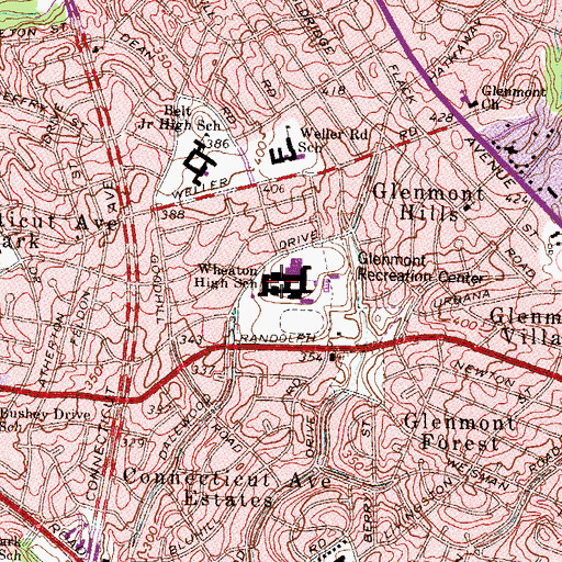 Topographic Map of Thomas Edison High School of Technology, MD