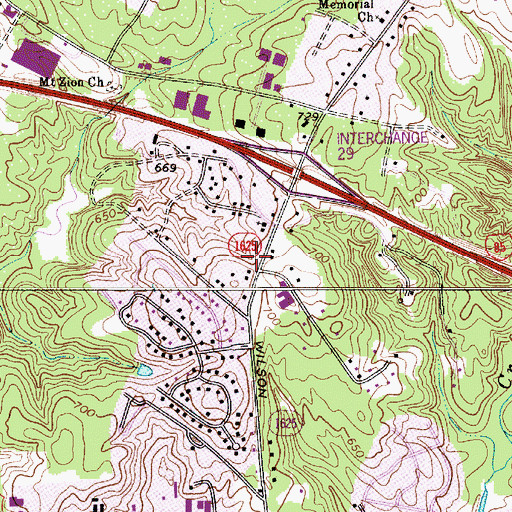 Topographic Map of West Mecklenburg Volunteer Fire and Rescue, NC
