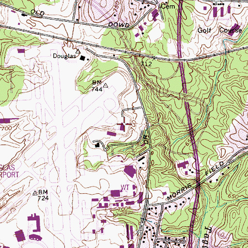 Topographic Map of Carolinas Aviation Museum, NC