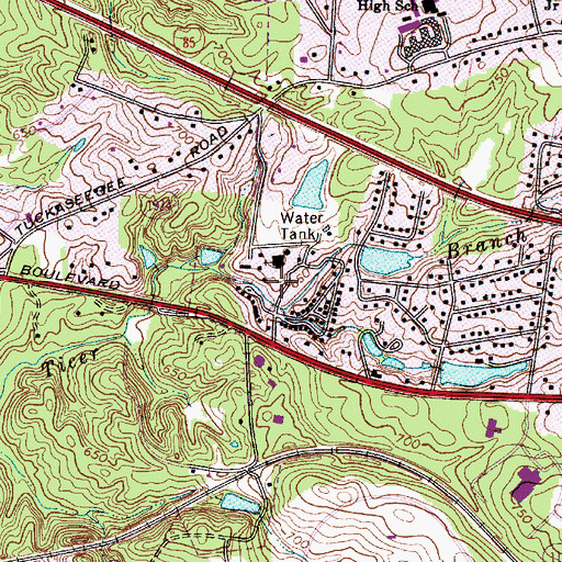 Topographic Map of East Coast Bible College, NC