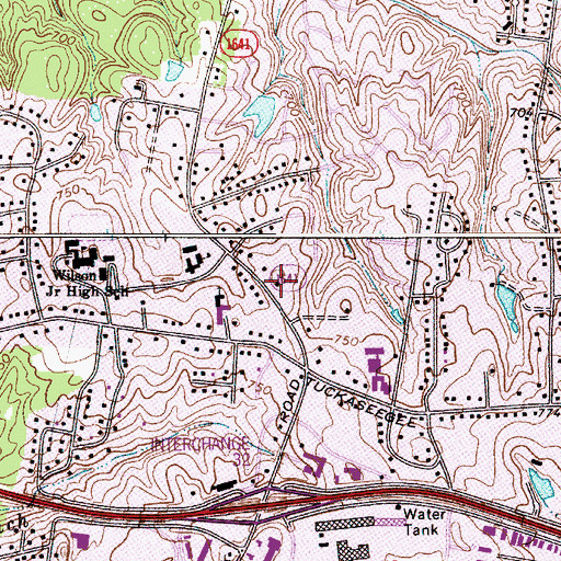 Topographic Map of Village Oaks Shopping Center, NC