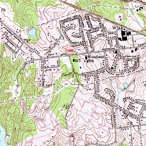 Topographic Map of Thrift Baptist Church, NC
