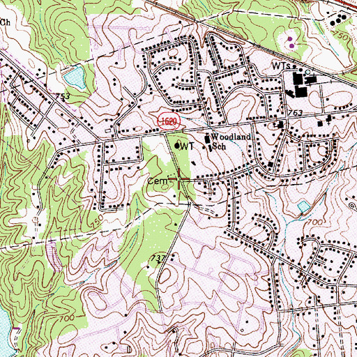 Topographic Map of Thrift Baptist Cemetery, NC