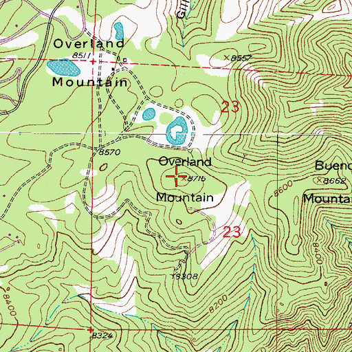 Topographic Map of Overland Mountain, CO