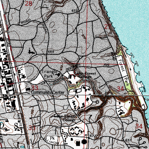 Topographic Map of Deerpath Hall, IL