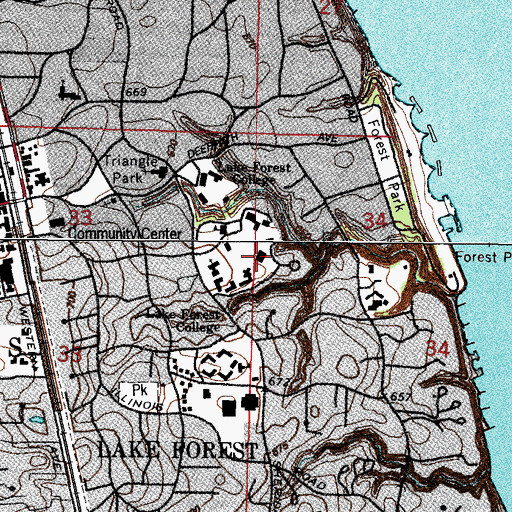 Topographic Map of Donnelley Library, IL