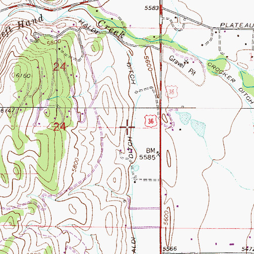 Topographic Map of Haldi Ditch, CO