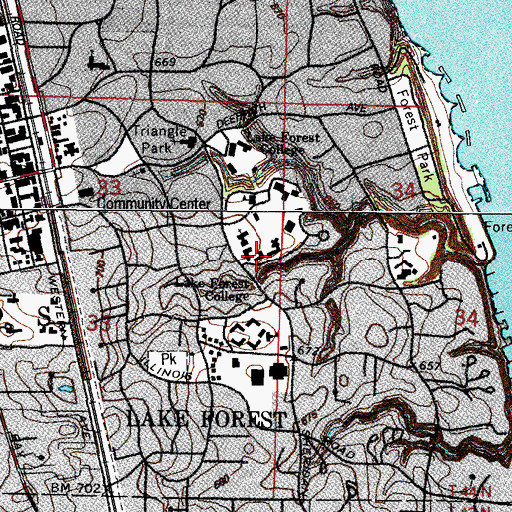 Topographic Map of Harlan Hall, IL