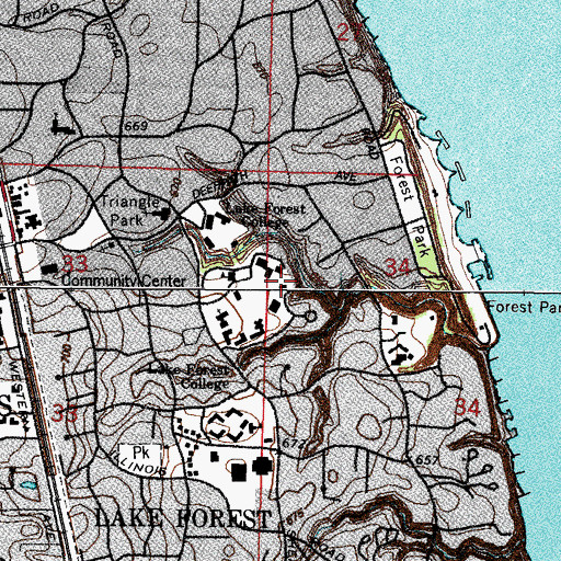Topographic Map of Hotchkiss Hall, IL