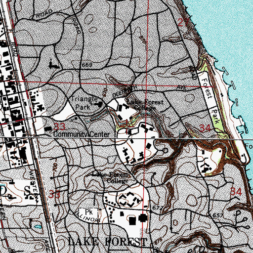 Topographic Map of Ravine Lodge, IL