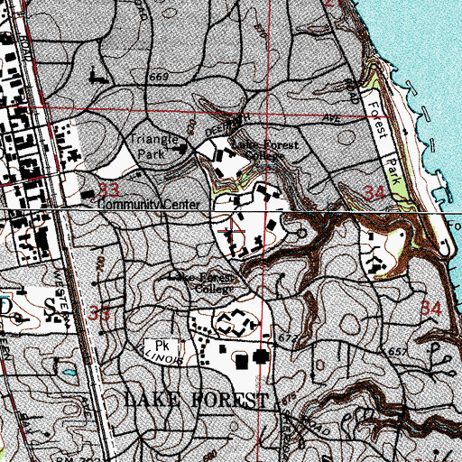 Topographic Map of Reid Hall, IL