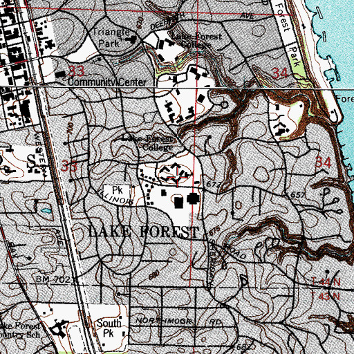 Topographic Map of Roberts Hall, IL