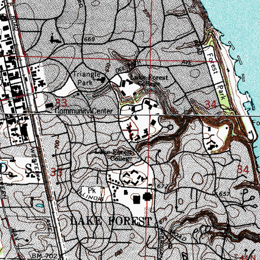 Topographic Map of Lily Reid Holt Memorial Chapel, IL