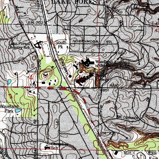 Topographic Map of Hilton Gymnasium, IL