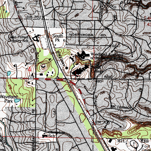 Topographic Map of Merrill Residence Hall, IL