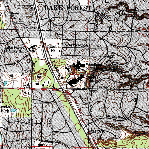 Topographic Map of Sister Madeleine Sophie Cooney Library, IL