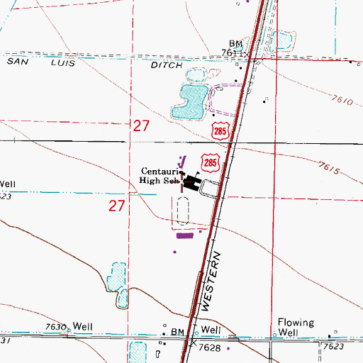 Topographic Map of Centauri Middle School, CO