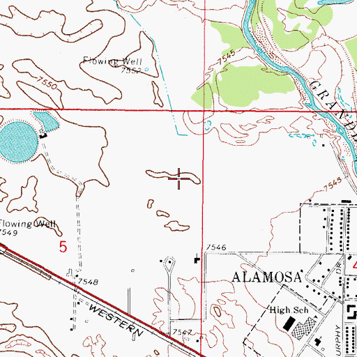 Topographic Map of Alamosa High School, CO