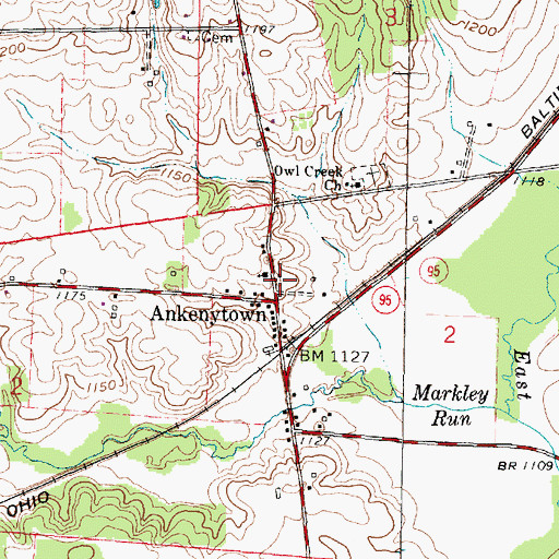 Topographic Map of Ankenytown Post Office (historical), OH