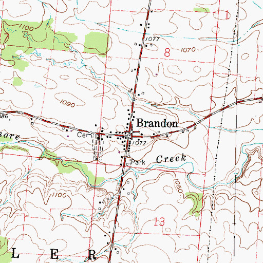 Topographic Map of Brandon Post Office (historical), OH