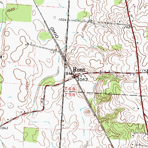 Topographic Map of Hunt Post Office (historical), OH