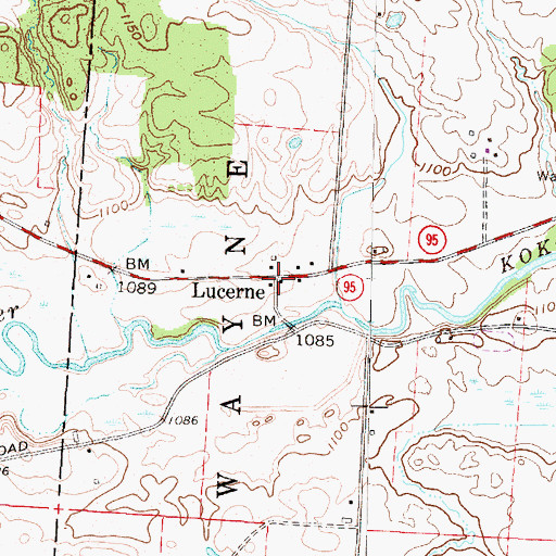 Topographic Map of Lucerne Post Office (historical), OH