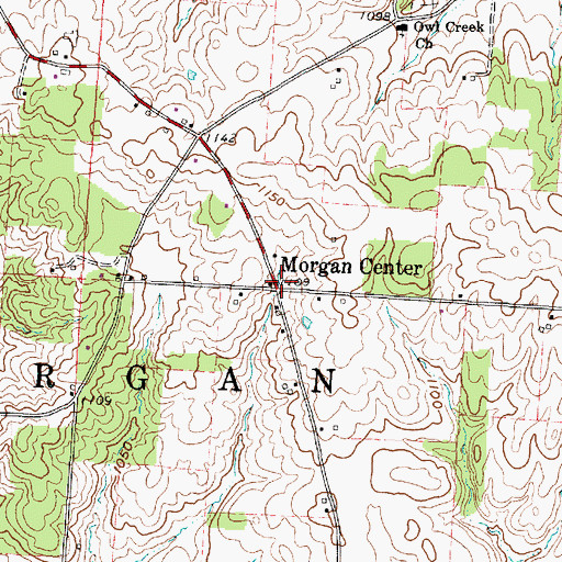 Topographic Map of Morgan Center Post Office (historical), OH