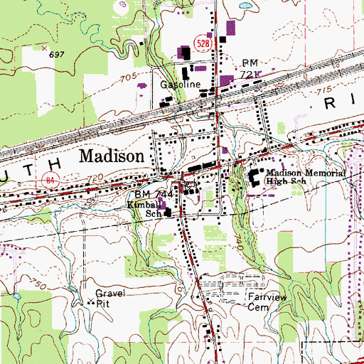 Topographic Map of Madison Post Office, OH