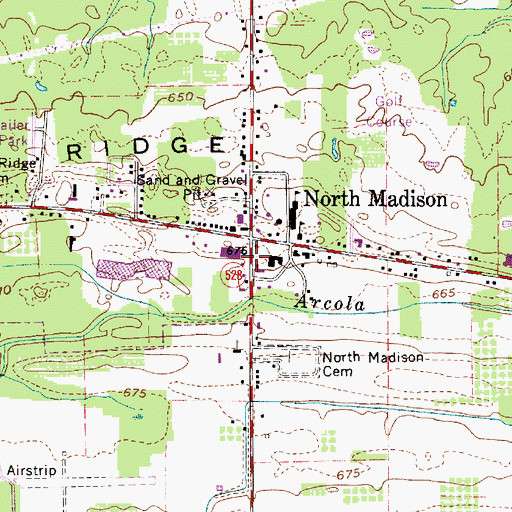 Topographic Map of North Madison Post Office (historical), OH