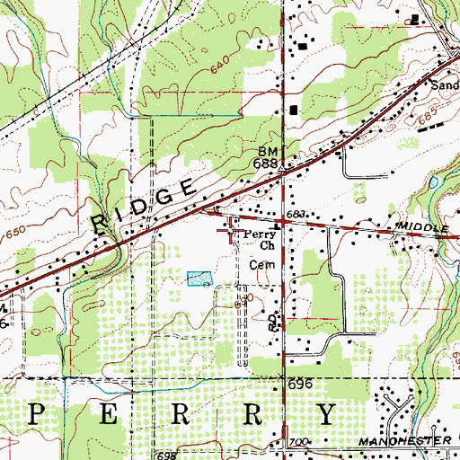 Topographic Map of North Perry Post Office (historical), OH