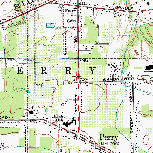 Topographic Map of Perry Post Office, OH