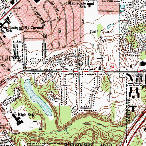 Topographic Map of Wickliffe Post Office, OH
