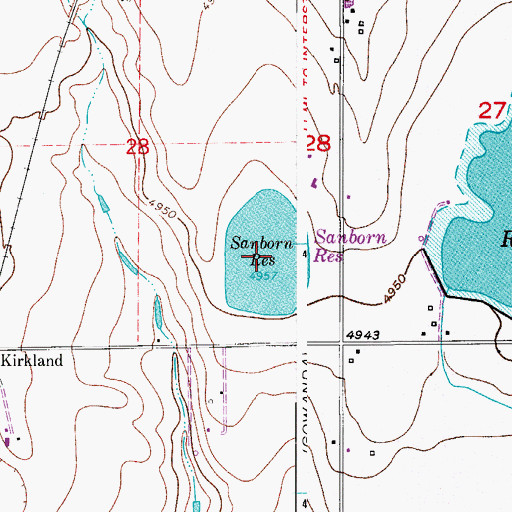Topographic Map of Sanborn Reservoir, CO