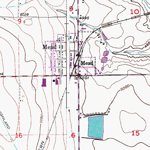 Topographic Map of Mead, CO