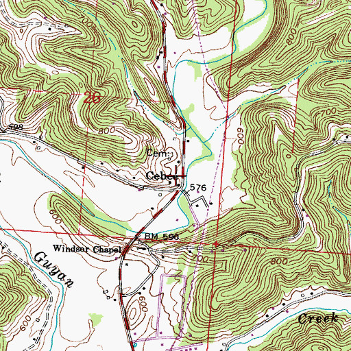 Topographic Map of Cebee Post Office (historical), OH