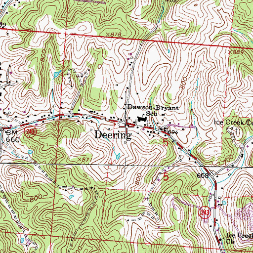 Topographic Map of Dearing Post Office (historical), OH