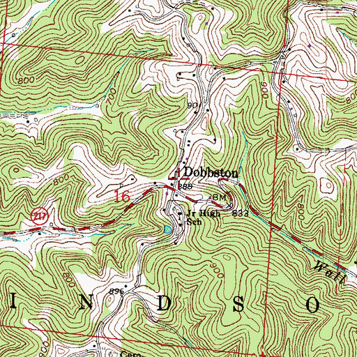 Topographic Map of Dobbston Post Office (historical), OH