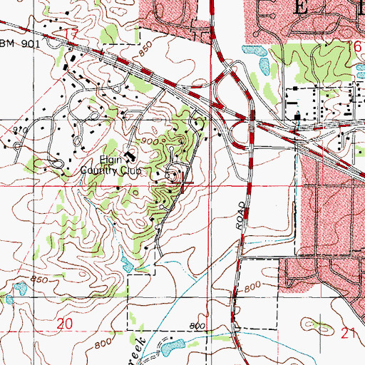 Topographic Map of Weldwood Oaks, IL