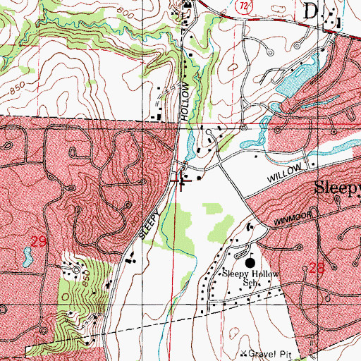Topographic Map of Sleepy Hollow Village Hall, IL