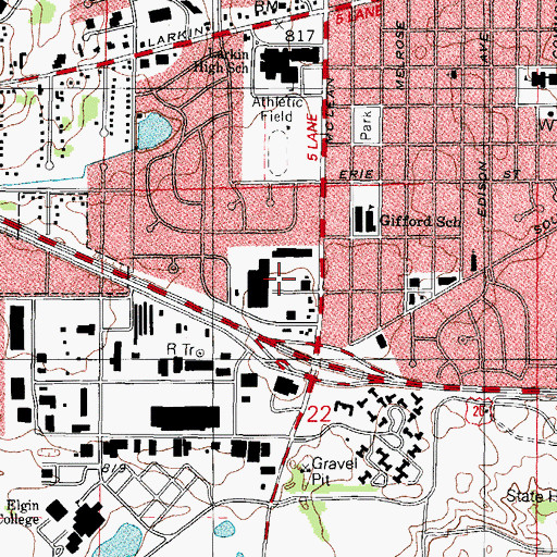 Topographic Map of Town and Country Plaza Shopping Center, IL