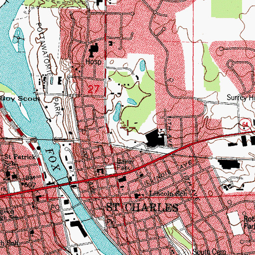 Topographic Map of Delnor Woods Park, IL