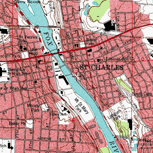 Topographic Map of Hazletine Park, IL
