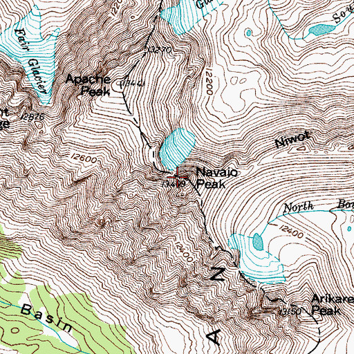 Topographic Map of Indian Peaks, CO