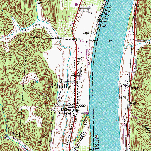 Topographic Map of Athalia Rural Branch Post Office (historical), OH
