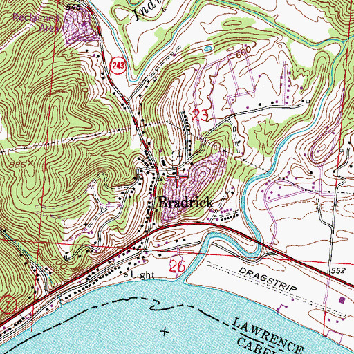 Topographic Map of Bradrick Post Office (historical), OH
