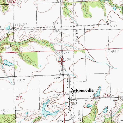 Topographic Map of Athensville Cemetery, IL